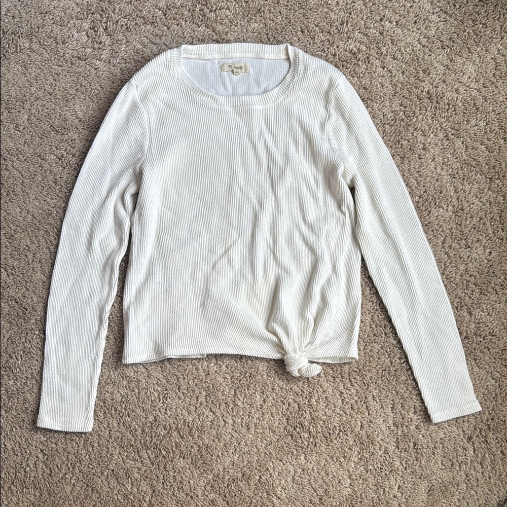 Madewell- White Ribbed Long Sleeve Top- S